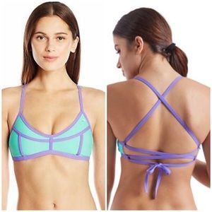 SPEEDO x MISSY FRANKLIN Mermaid Bikini Top XL Strappy Pool Swim Turquoise Purple
